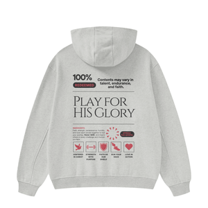 Play For HIS Glory Premium Heavyweight High Neck Unisex Hoodie in Gray